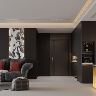 意式极简客餐厅-沙发墙静态2