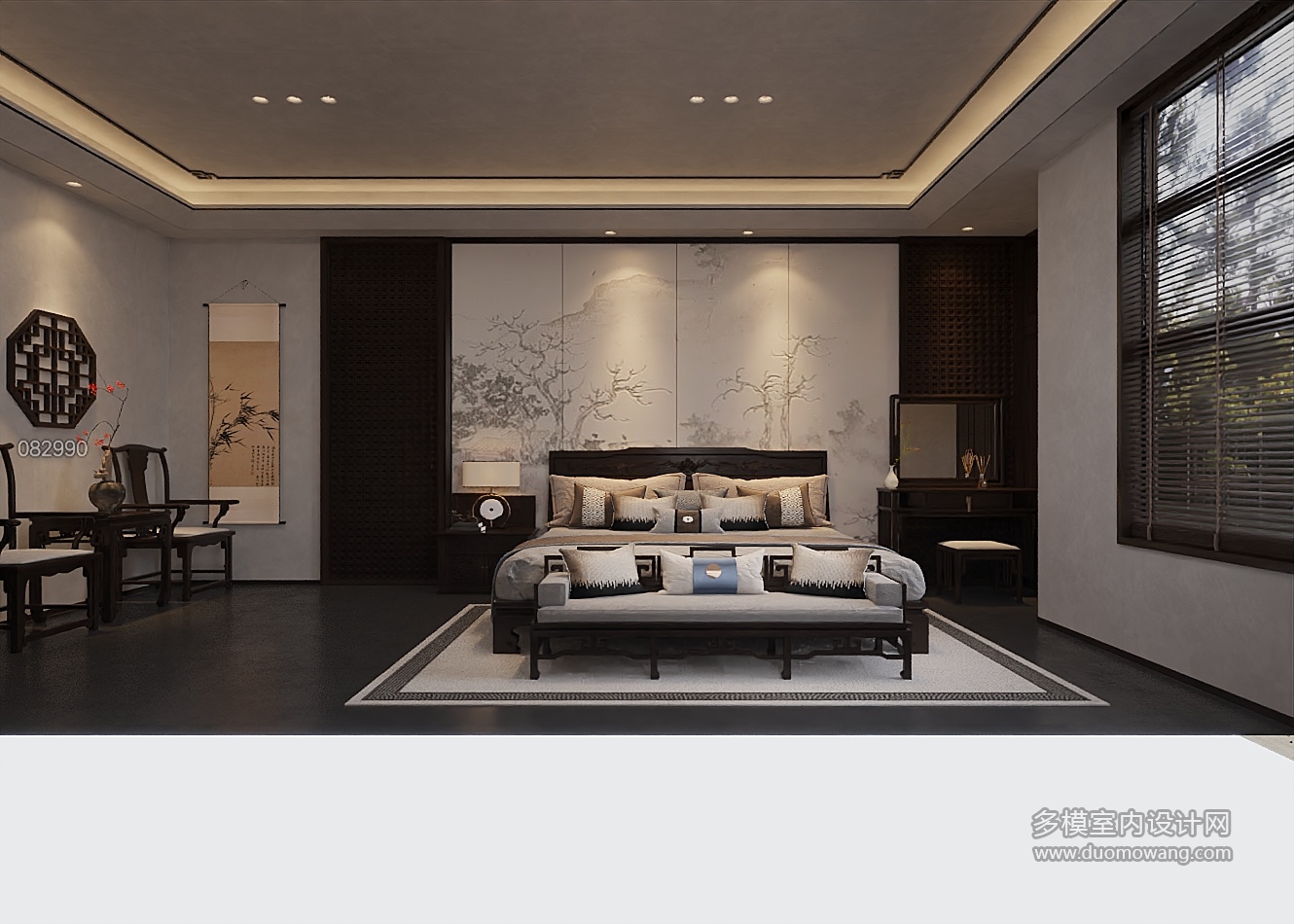 中式会所卧室特写