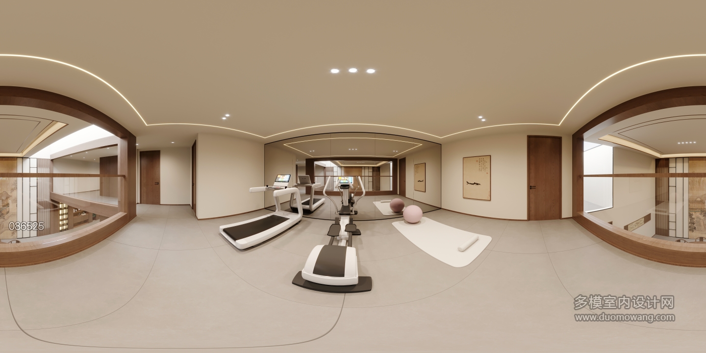 宋式美学负一健身区全景