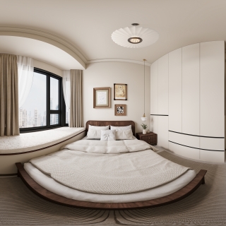 现代中古卧室02-全景