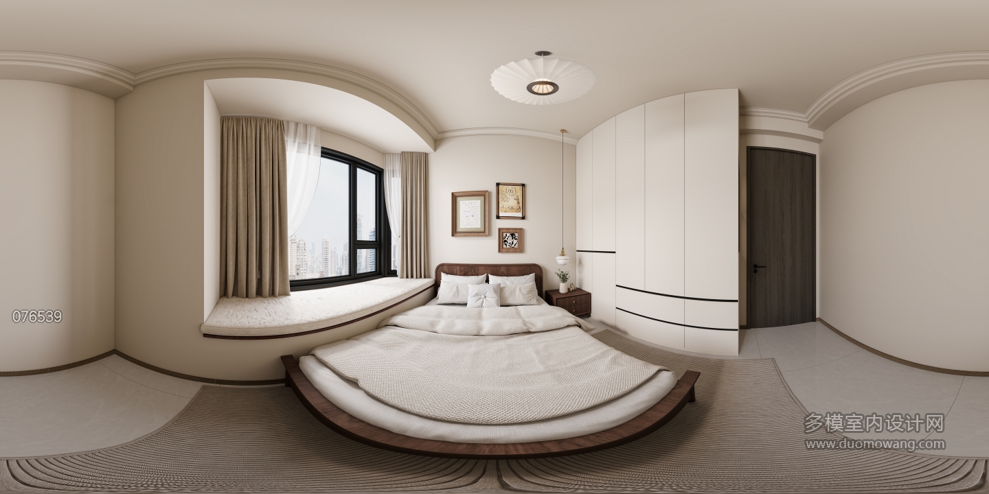 现代中古卧室02-全景