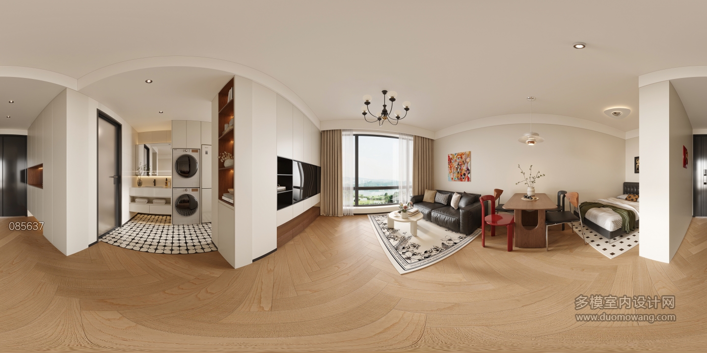 现代中古客厅全景