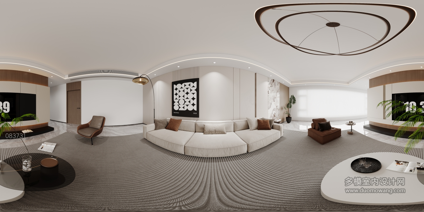 现代四层客厅全景