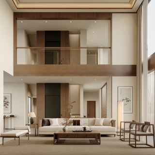 宋式美学一层沙发墙