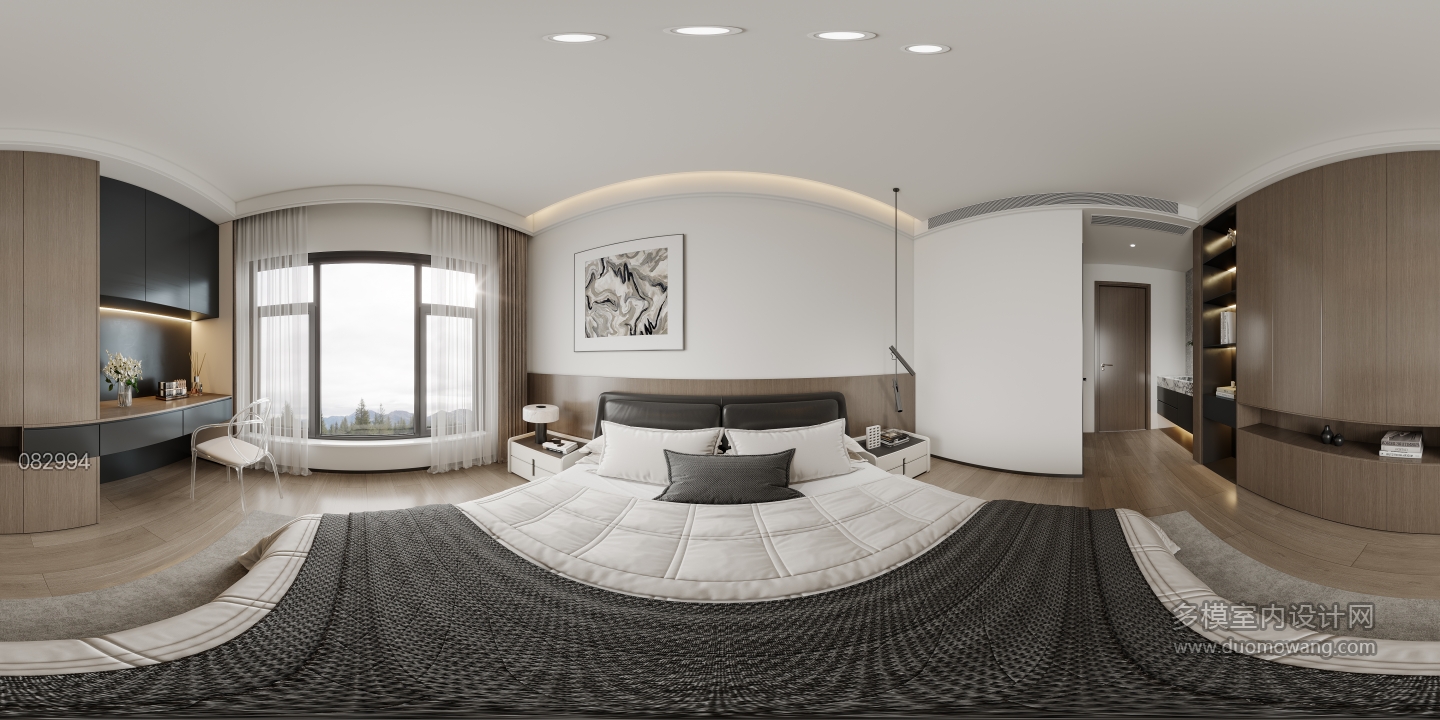 现代二层次卧全景