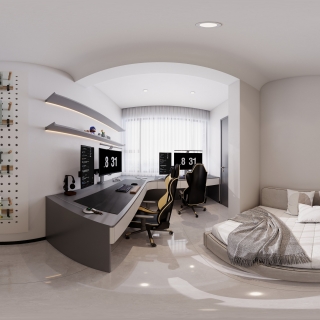 现代黑白灰-电竞室