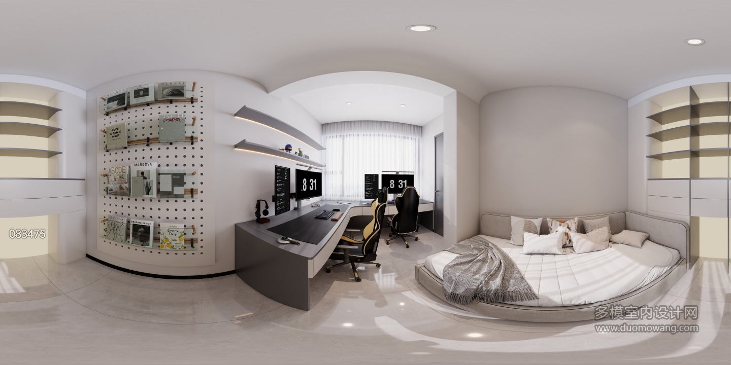 现代黑白灰-电竞室