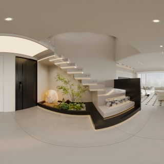 现代极简楼梯间全景