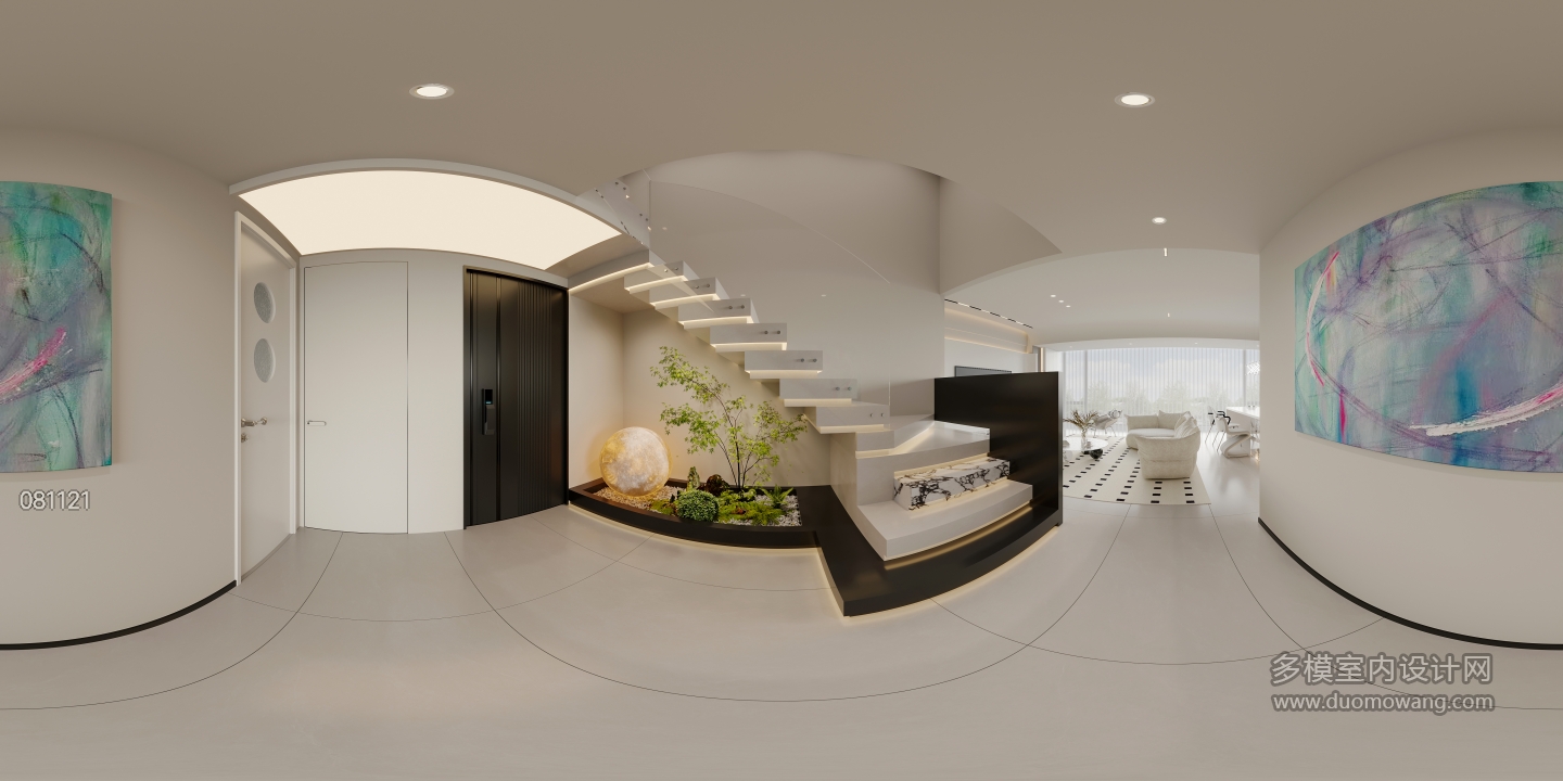 现代极简楼梯间全景