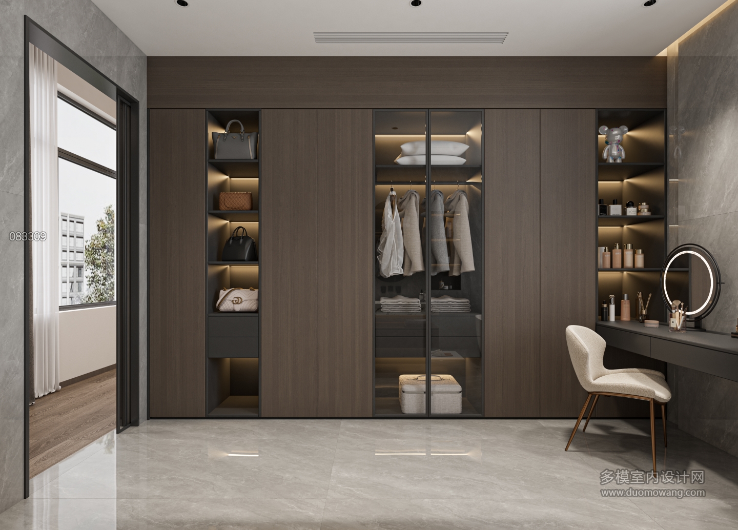 现代二楼主卧衣帽间
