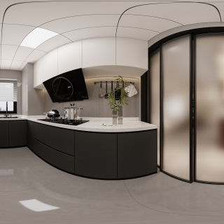 现代中古厨房-全景01