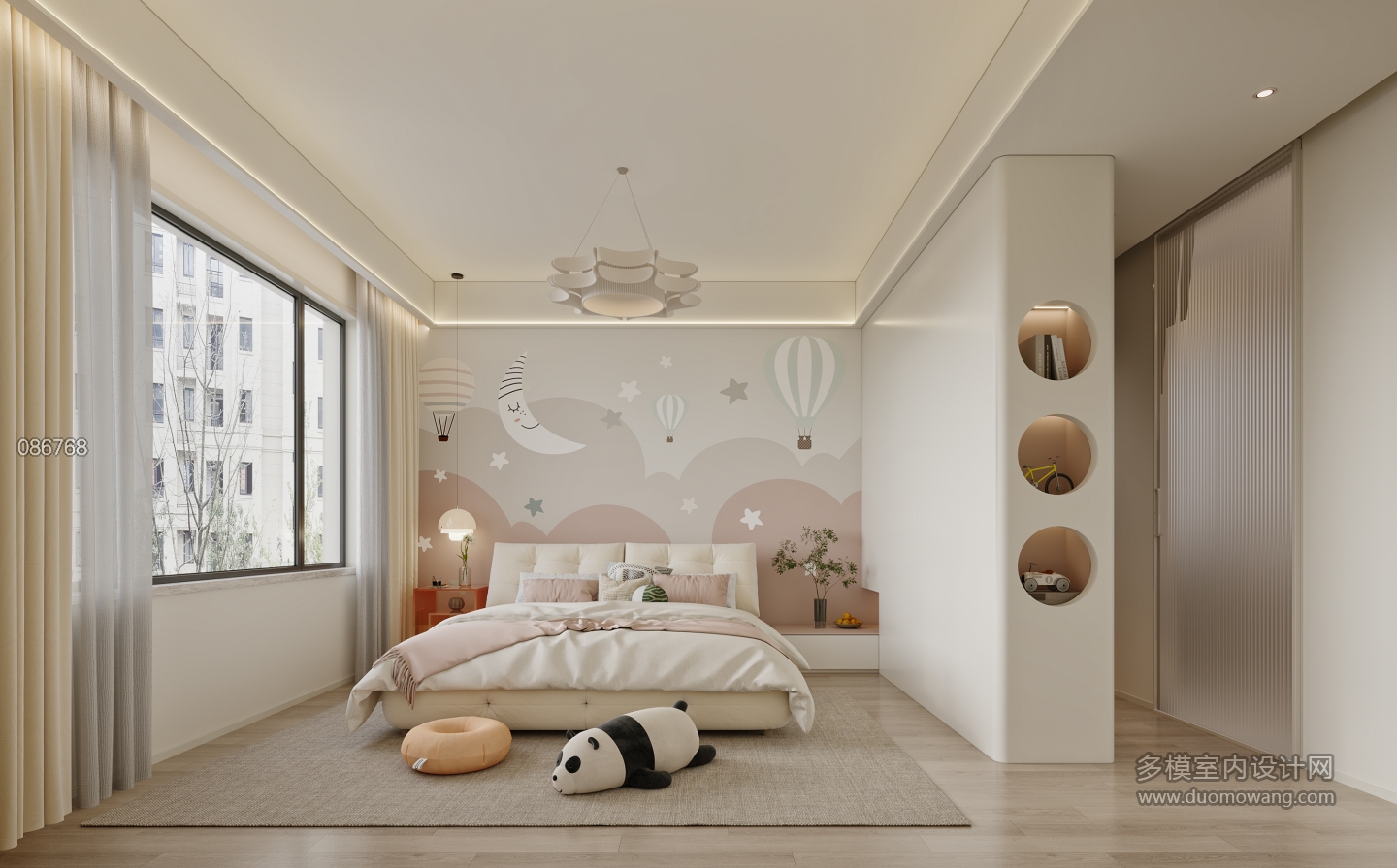 现代二层主卧特写