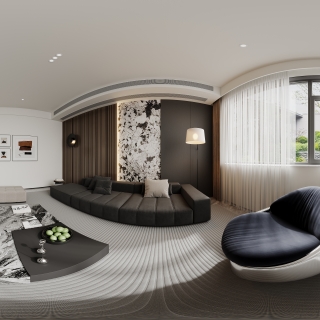 现代一层客厅全景