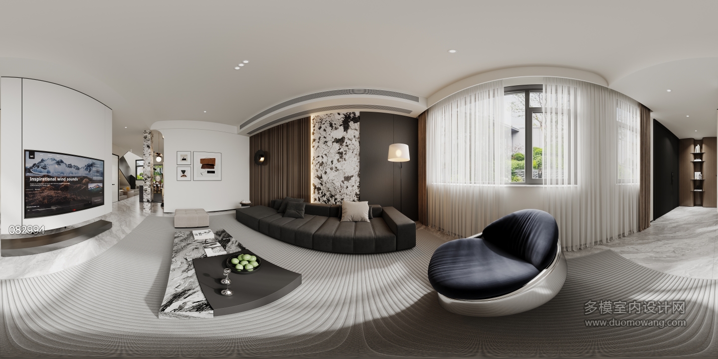 现代一层客厅全景