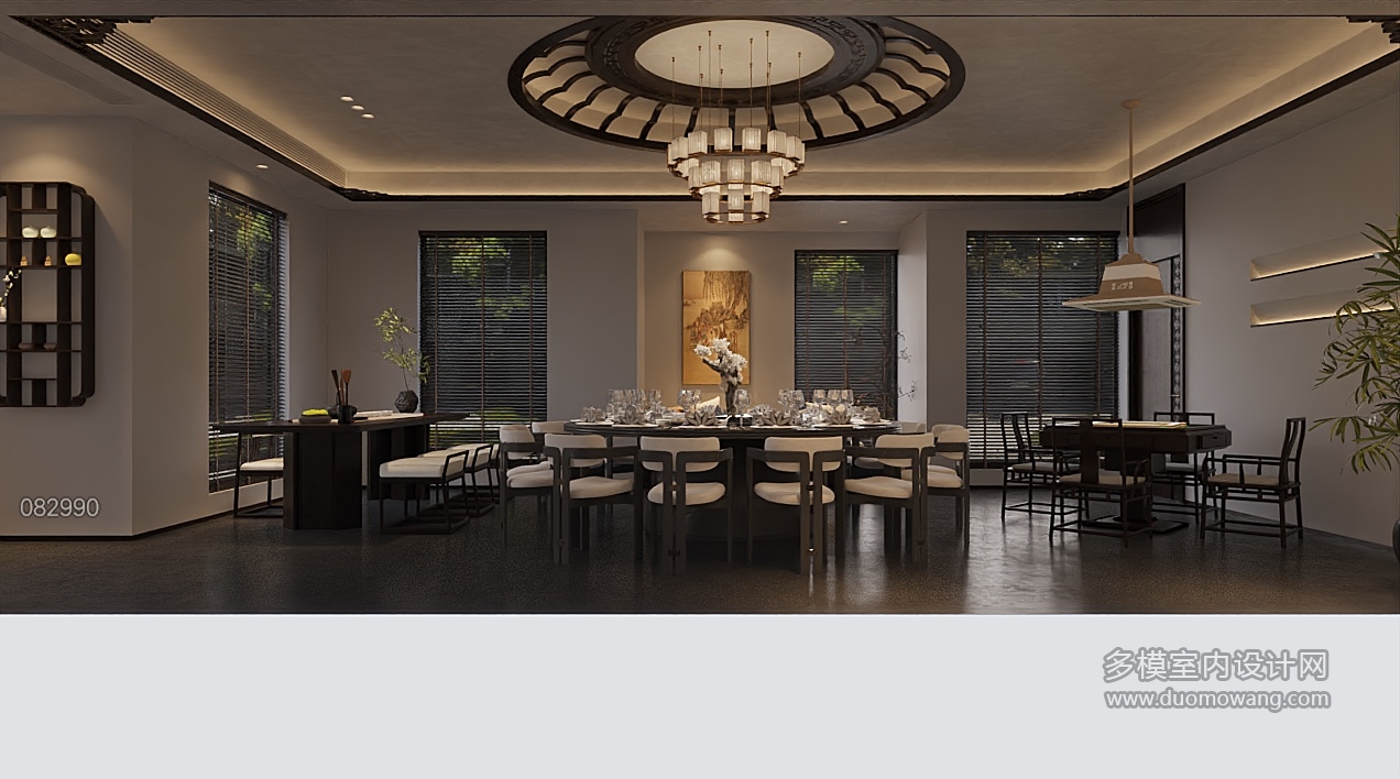 中式会所餐厅特写