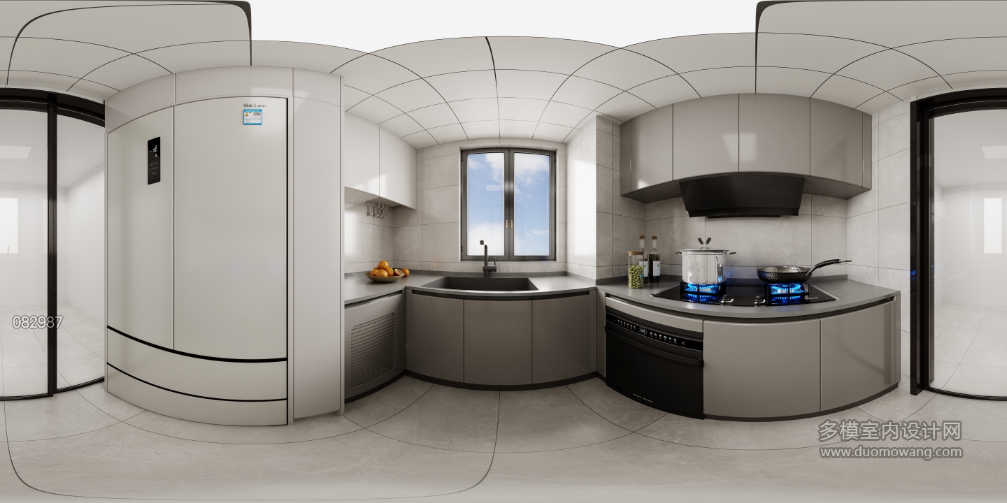 现代厨房全景
