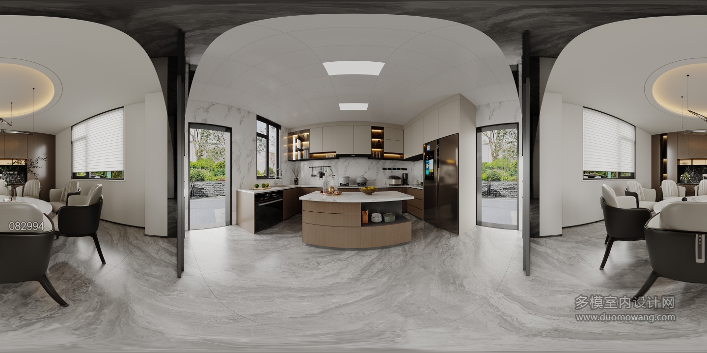 现代一层餐厅全景