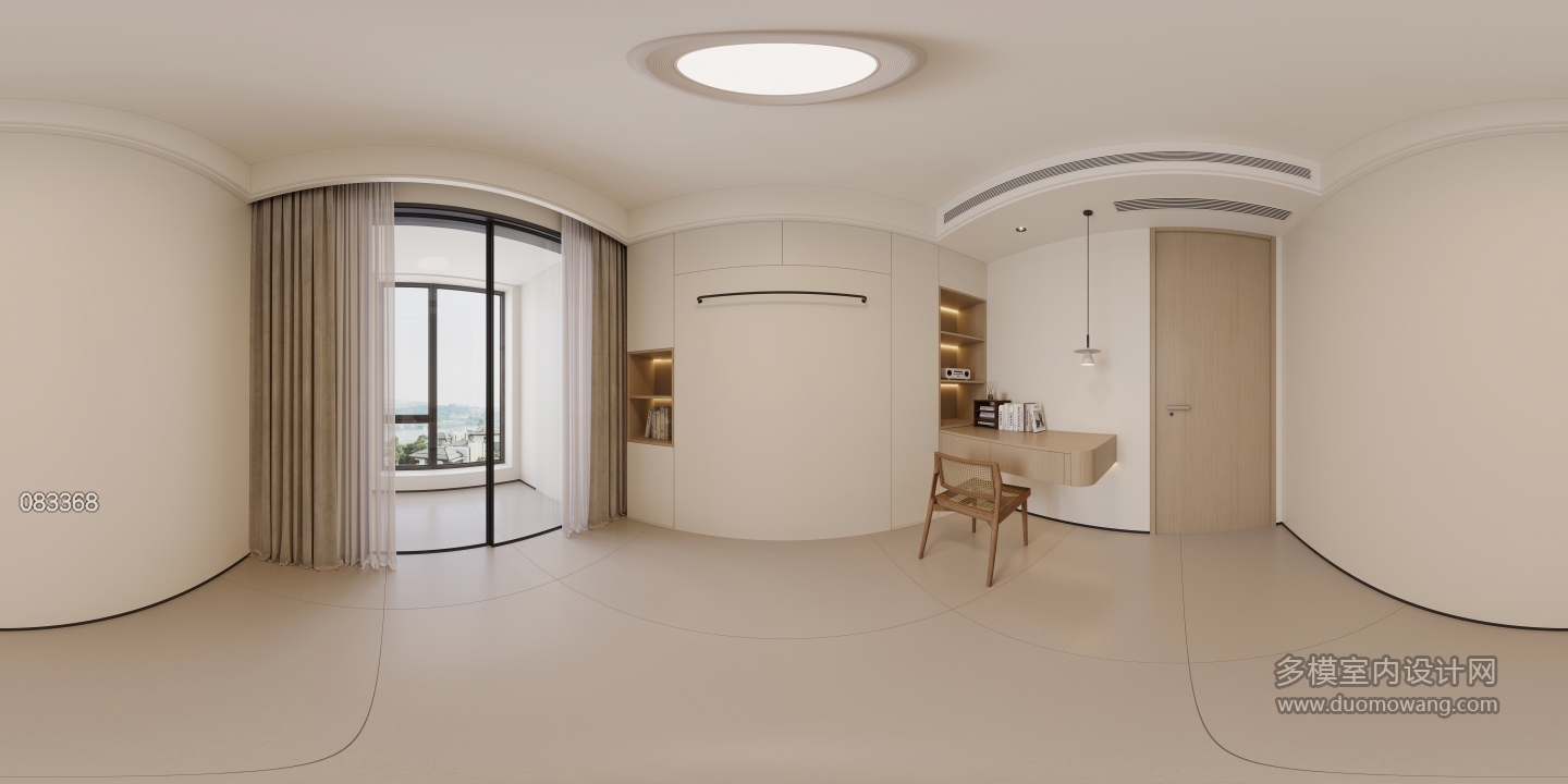 现代原木卧室2全景