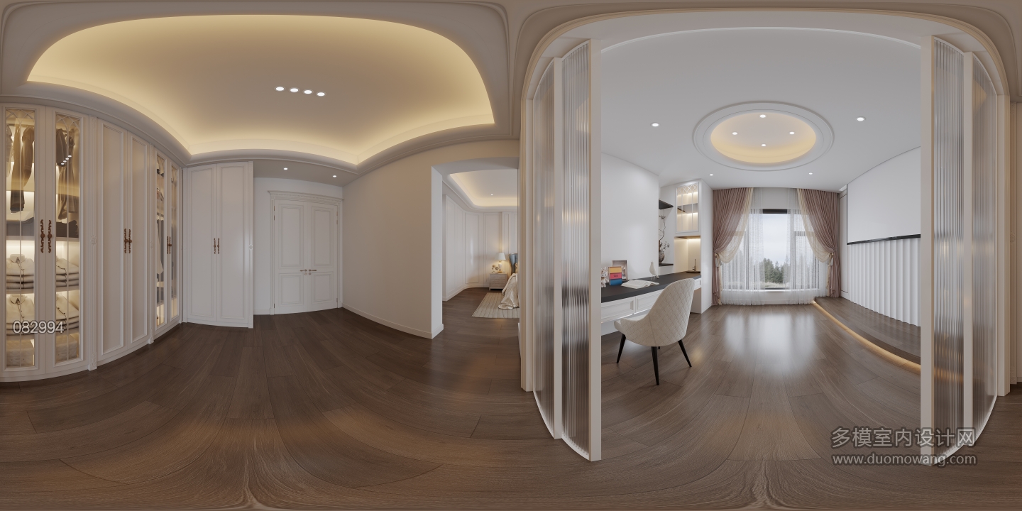 现代三层衣帽间全景