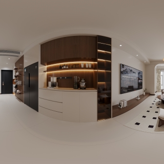 现代中古客厅全景