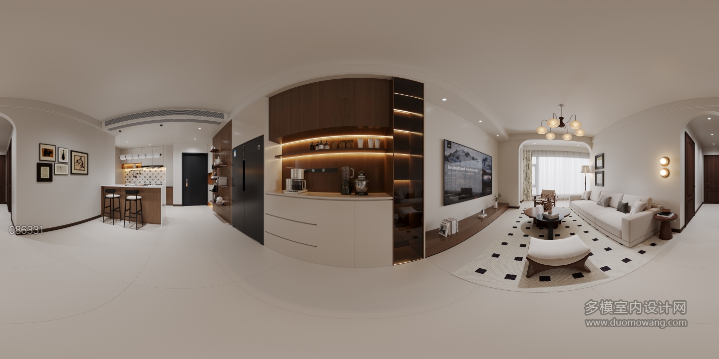 现代中古客厅全景