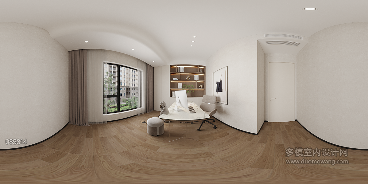 现代二层书房全景