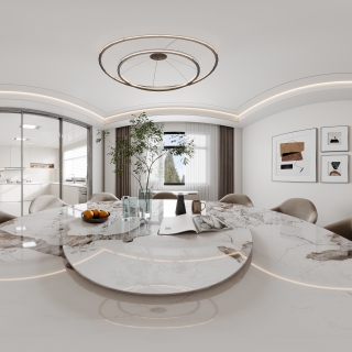 现代一层餐厅全景