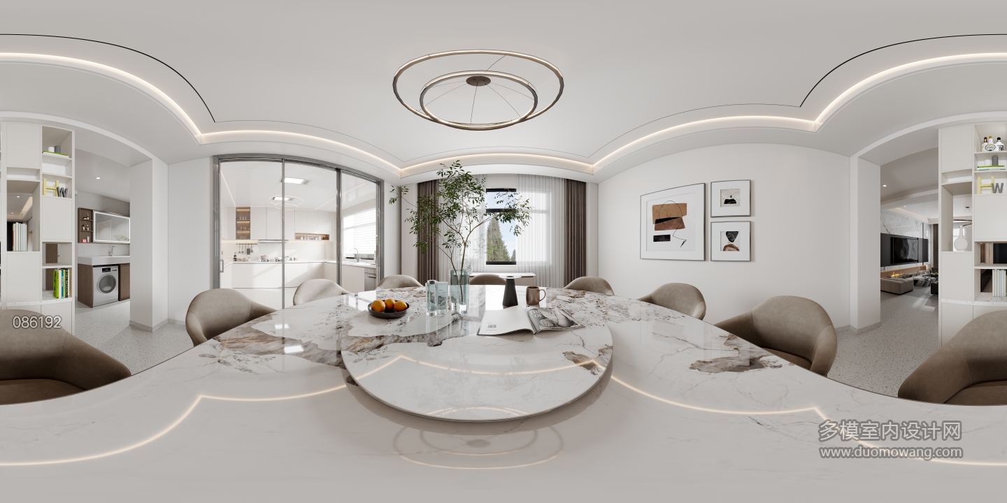 现代一层餐厅全景