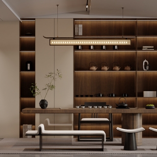 新中式 客餐厅 电视墙