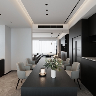现代黑白灰-客厅