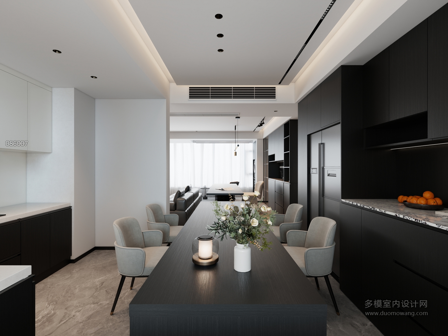 现代黑白灰-客厅