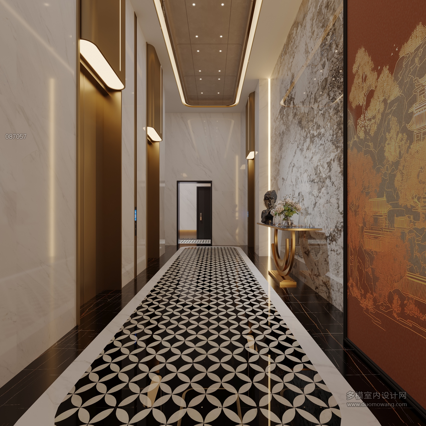 新中式工区电梯厅