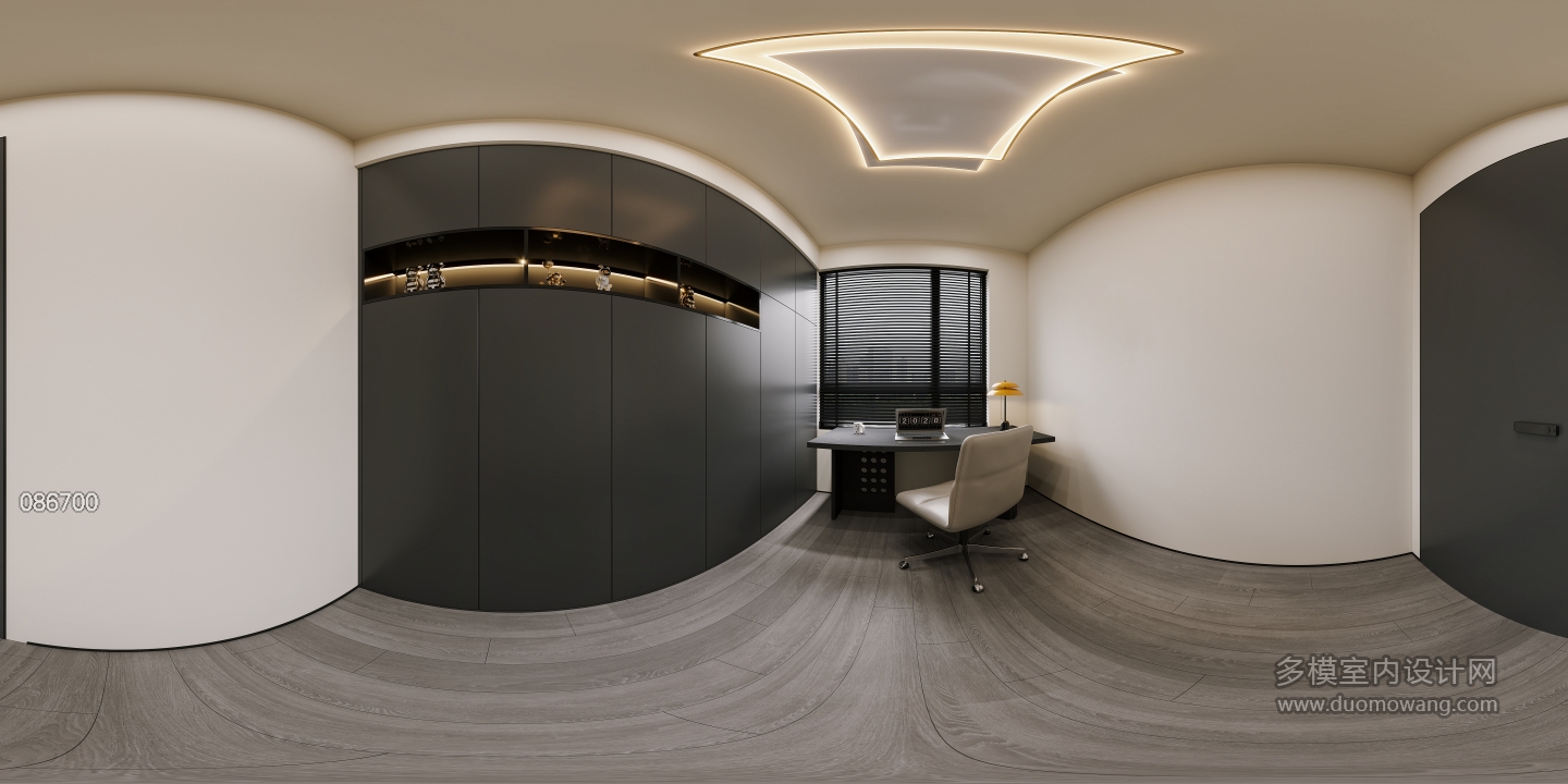 现代意式书房全景