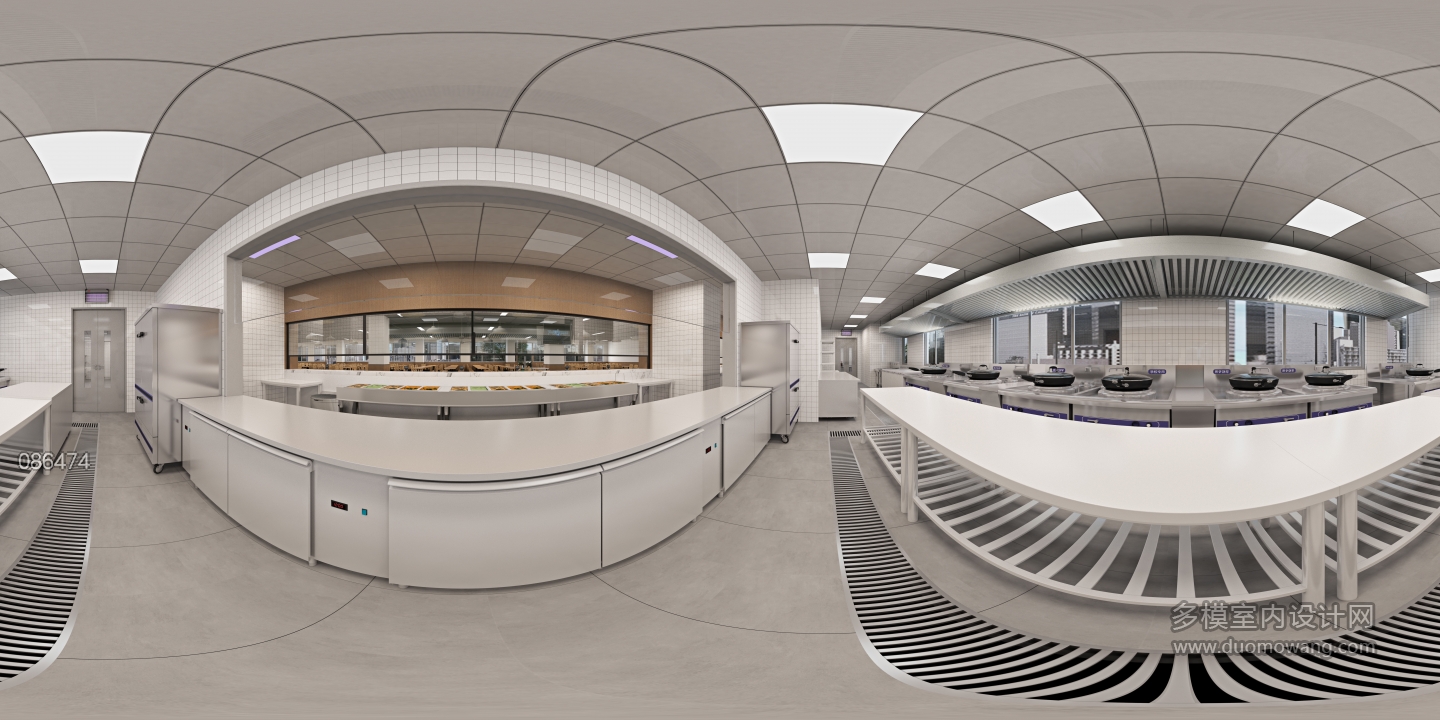 现代 食堂 后厨全景04