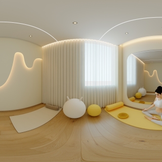 现代瑜伽室VIP室全景