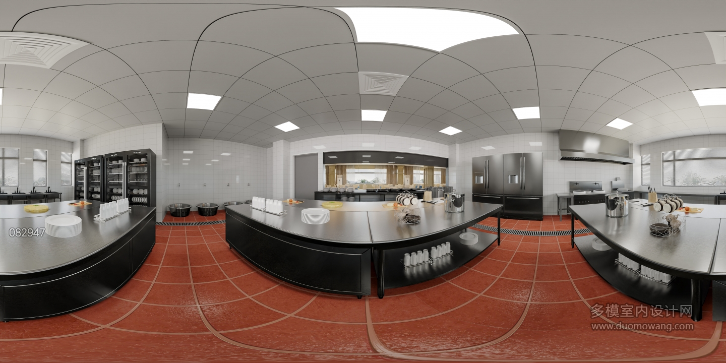 现代办公宿舍楼厨房全景