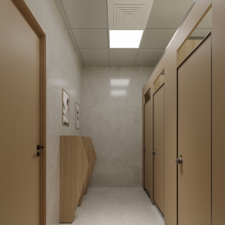 现代办公宿舍楼餐厅公共卫生间特写