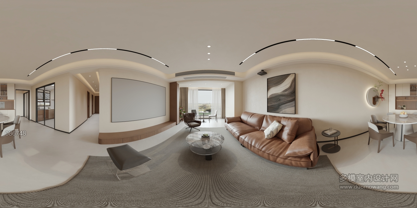 现代 意式 客餐厅 全景