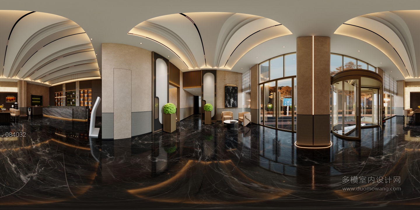 现代酒店大堂全景1