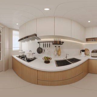 原木风全景厨房