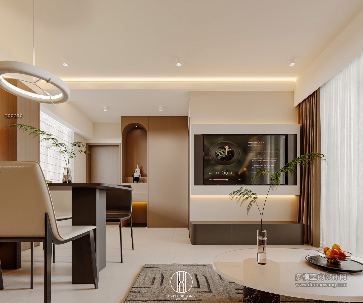 现代客餐厅静态 电视墙