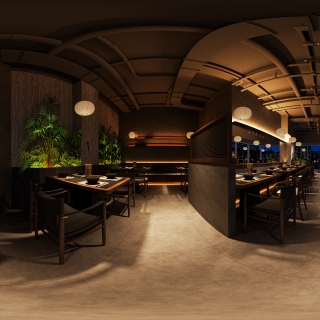 现代餐馆全景
