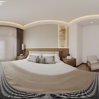 新中式三号公寓主卧全景