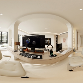 现代一楼书房全景