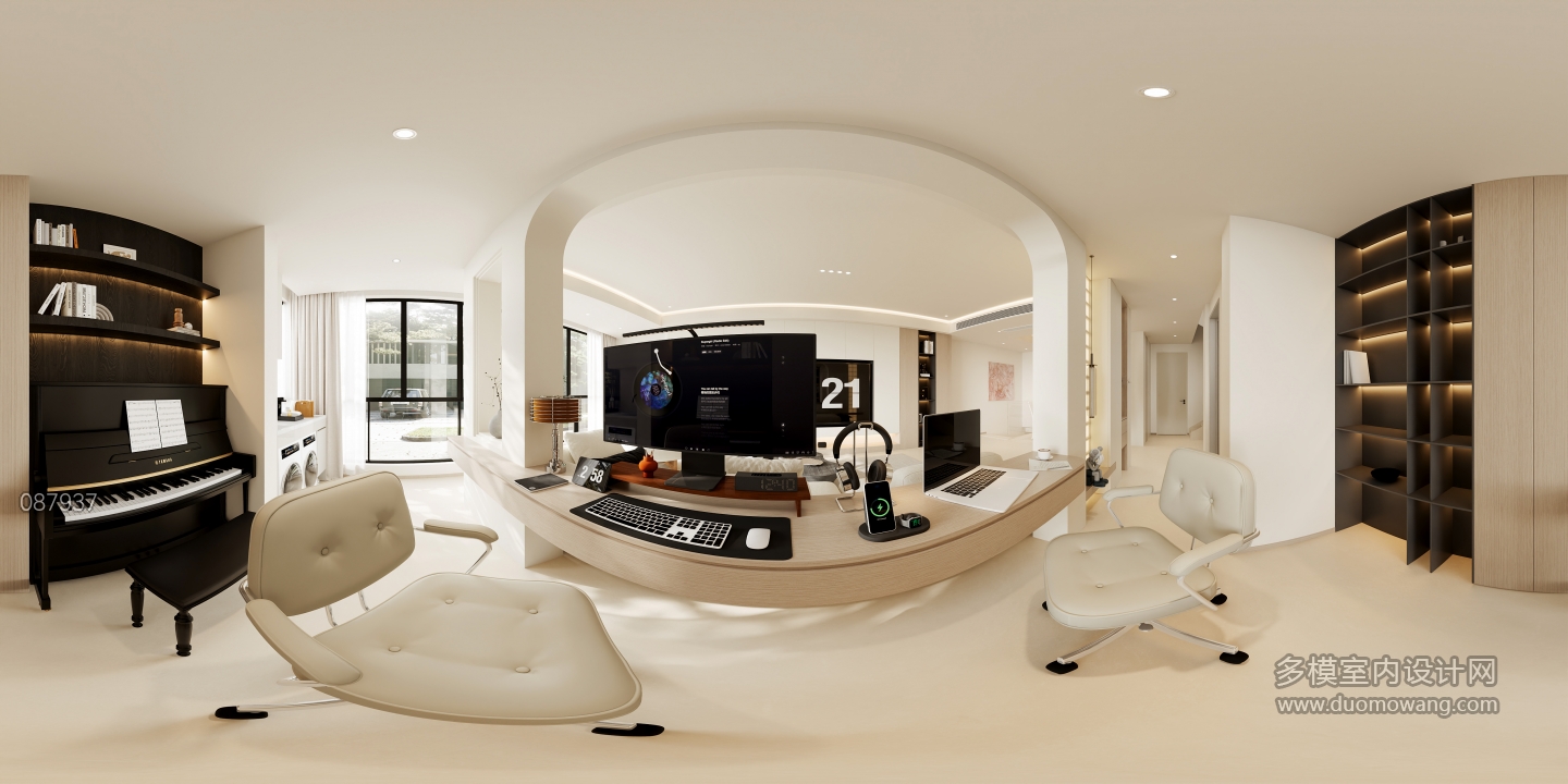 现代一楼书房全景