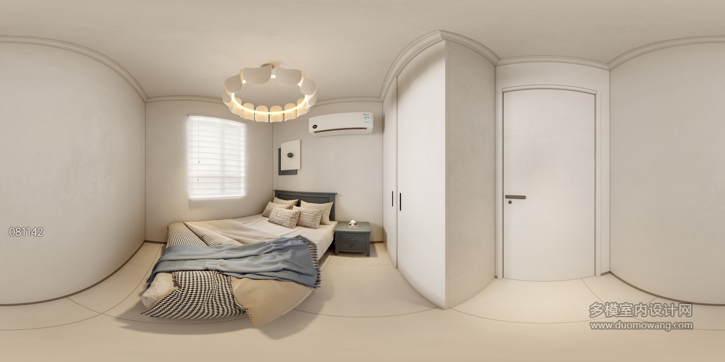 现代简约次卧室全景