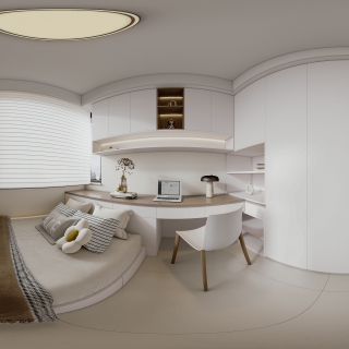 现代奶油儿童房全景