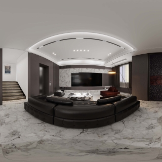 现代1楼客餐厅全景