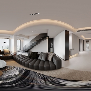 黑白灰 客厅全景