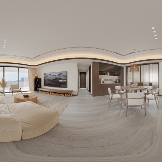 侘寂中古客厅全景